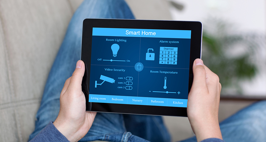 The ability to access and control security components from a mobile device is one of the top smart home trends in Hoover. Close-up of smart home security app.